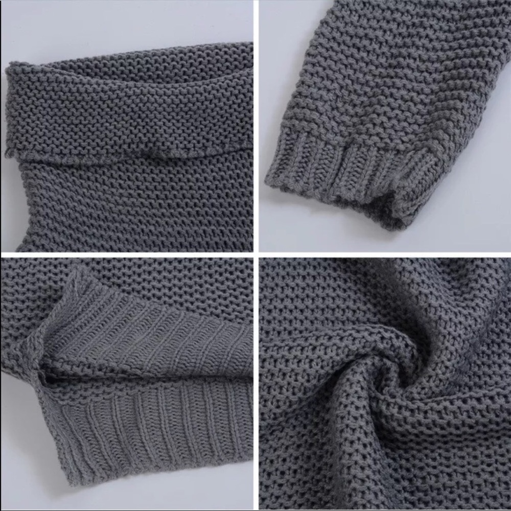 Chunky Knit Turtleneck Sweater Gray - Picture 7 of 7